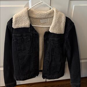 PacSun Black Jacket with Cream Sherpa Collar